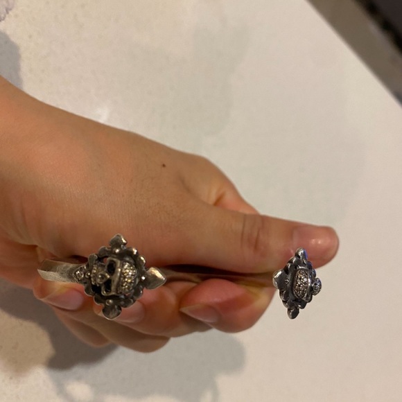 Black and white authentic diamond skull 💀 bracelet custom made unisex - Picture 2 of 5